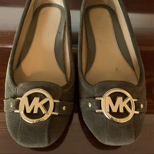 Michael Kors moccasin flats, olive suede, size 7